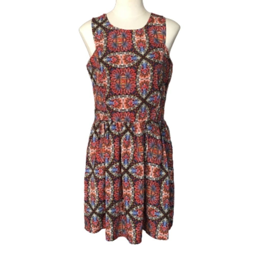 Madison Jules Brown Print Mini Dress Size M